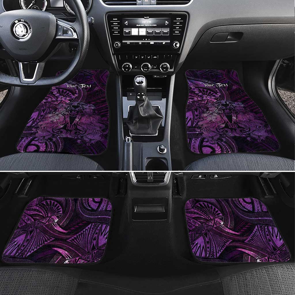 Personalised Polynesia Zodiac Virgo Car Mats Galaxy Polynesian Pattern Chest Tattoo Style LT14 Set 4pcs Purple - Polynesian Pride