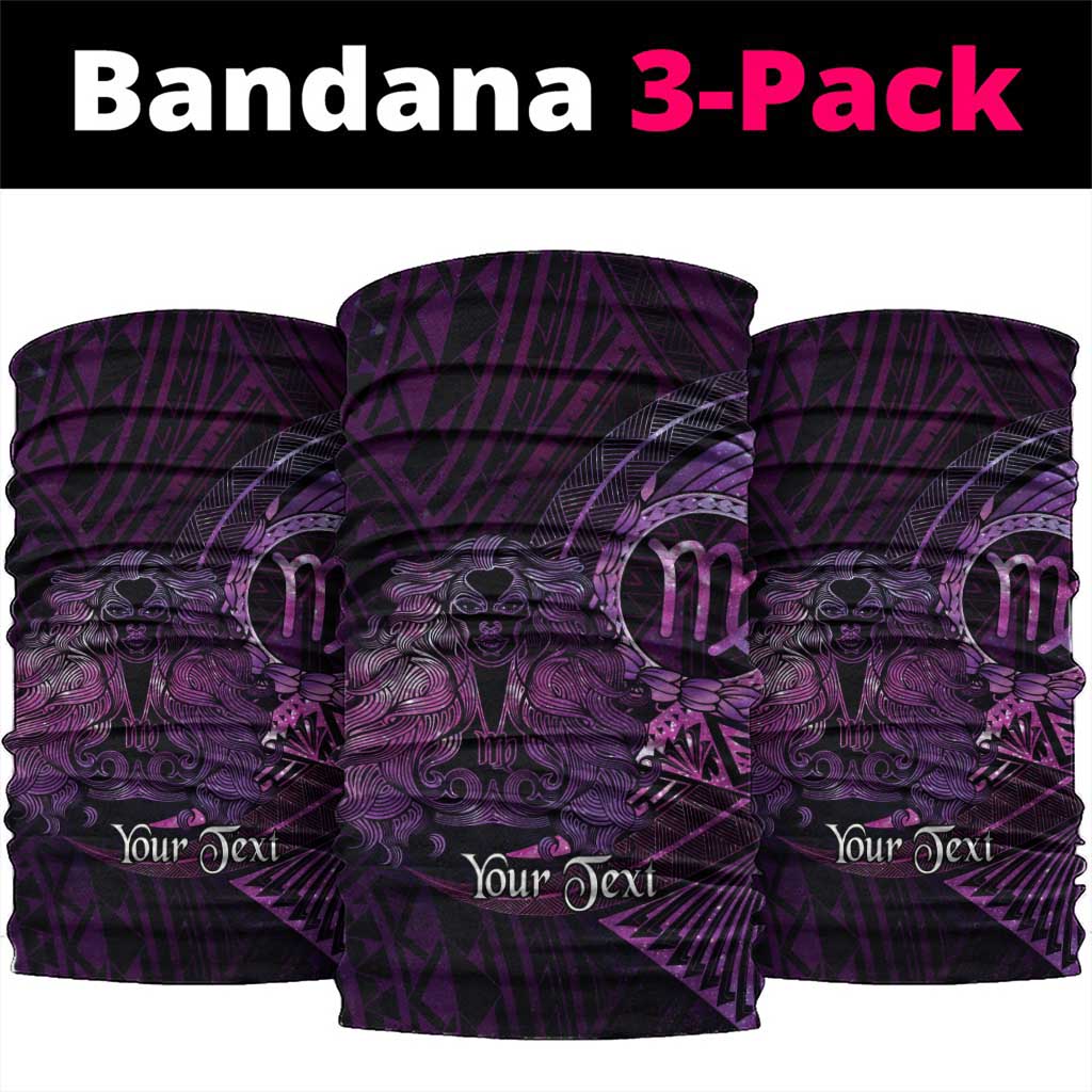 Personalised Polynesia Zodiac Virgo Neck Gaiter Galaxy Polynesian Pattern Chest Tattoo Style LT14 package One Size: 25*50cm Purple - Polynesian Pride