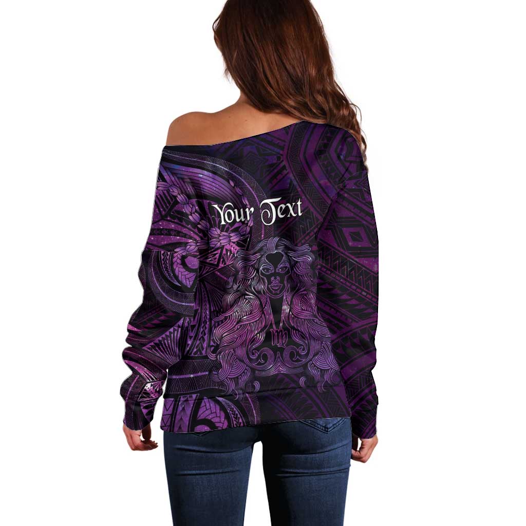 Personalised Polynesia Zodiac Virgo Off Shoulder Sweater Galaxy Polynesian Pattern Chest Tattoo Style LT14 - Polynesian Pride