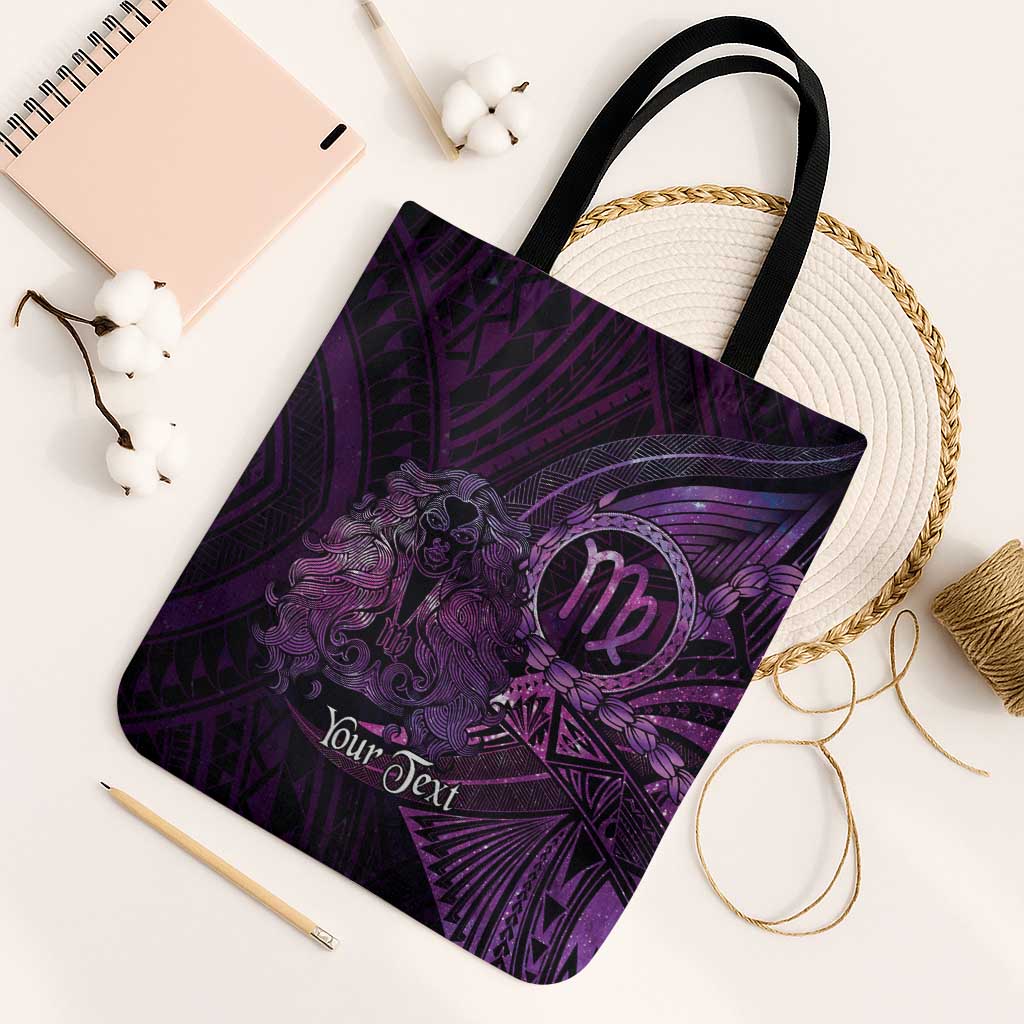 Personalised Polynesia Zodiac Virgo Tote Bag Galaxy Polynesian Pattern Chest Tattoo Style LT14 Black Strap One Size Purple - Polynesian Pride