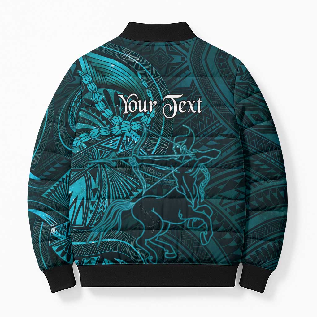 Personalised Polynesia Zodiac Sagittarius Bomber Puffer Jacket Galaxy Polynesian Pattern Chest Tattoo Style LT14 - Polynesian Pride