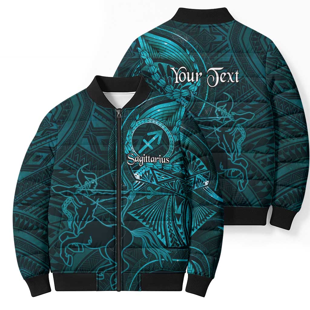 Personalised Polynesia Zodiac Sagittarius Bomber Puffer Jacket Galaxy Polynesian Pattern Chest Tattoo Style LT14 - Polynesian Pride