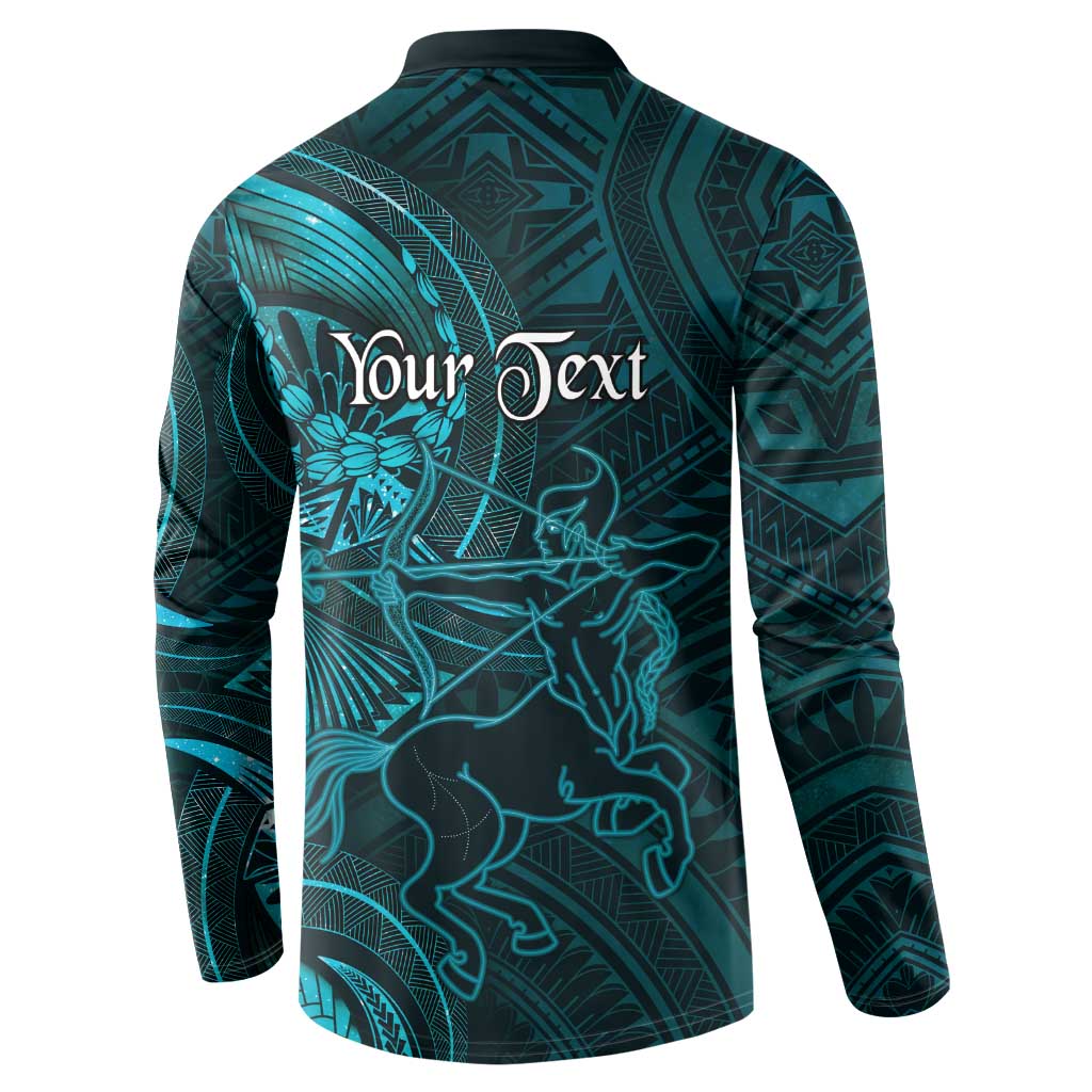 Personalised Polynesia Zodiac Sagittarius Button Sweatshirt Galaxy Polynesian Pattern Chest Tattoo Style LT14 - Polynesian Pride