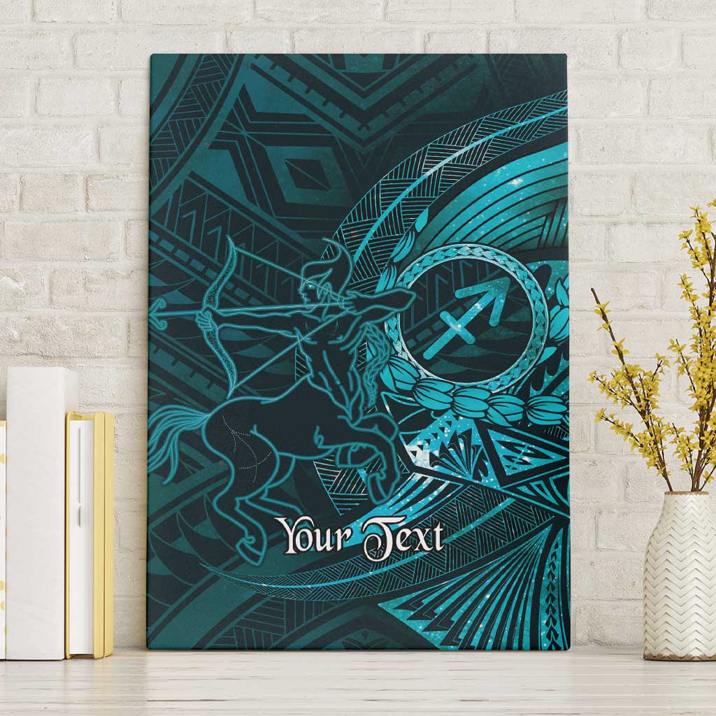 Personalised Polynesia Zodiac Sagittarius Canvas Wall Art Galaxy Polynesian Pattern Chest Tattoo Style LT14 Without Frame Cyan - Polynesian Pride