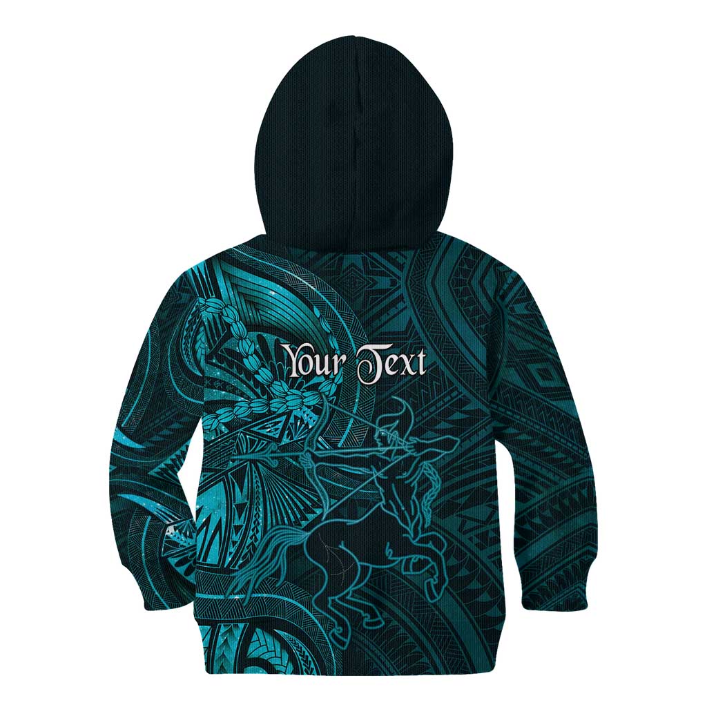 Personalised Polynesia Zodiac Sagittarius Kid Hoodie Galaxy Polynesian Pattern Chest Tattoo Style LT14 - Polynesian Pride