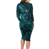 Personalised Polynesia Zodiac Sagittarius Long Sleeve Bodycon Dress Galaxy Polynesian Pattern Chest Tattoo Style LT14 - Polynesian Pride
