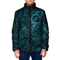 Personalised Polynesia Zodiac Sagittarius Padded Jacket Galaxy Polynesian Pattern Chest Tattoo Style LT14 Men Cyan - Polynesian Pride