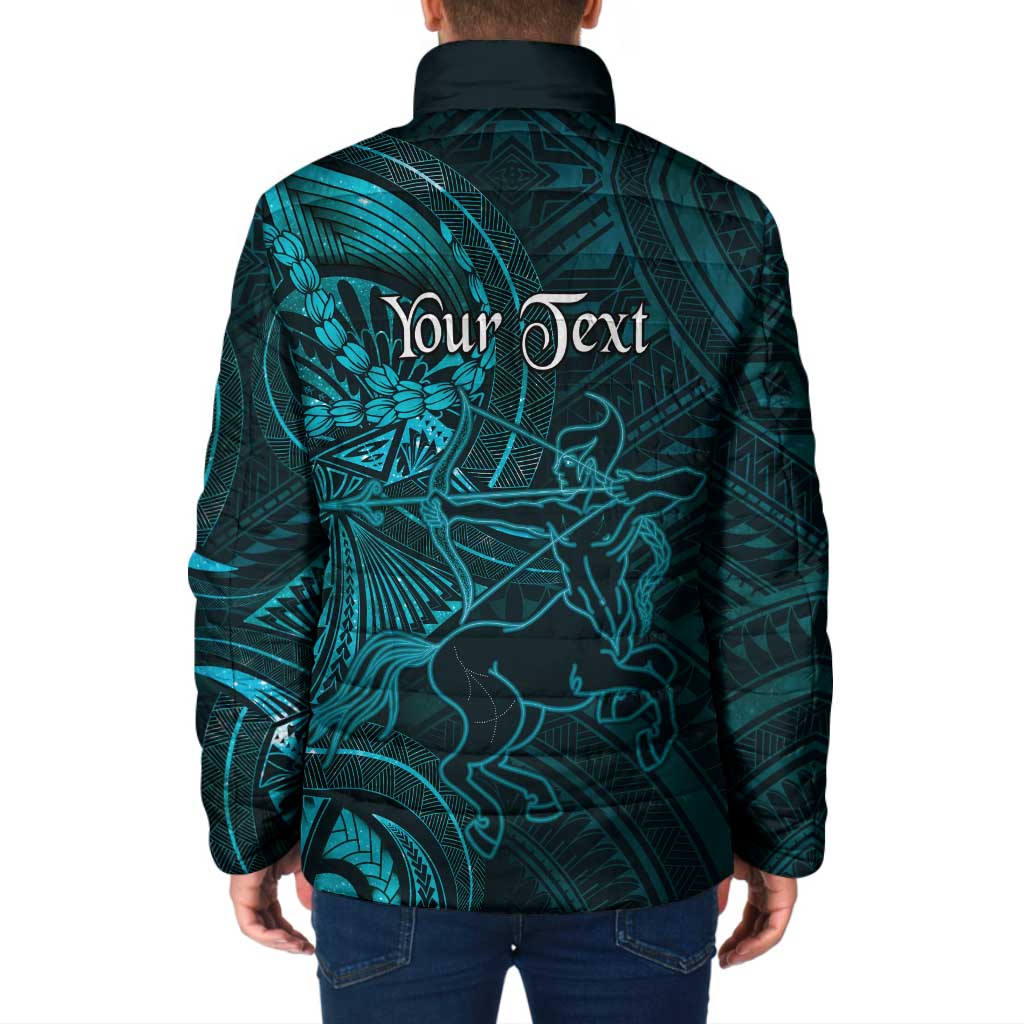 Personalised Polynesia Zodiac Sagittarius Padded Jacket Galaxy Polynesian Pattern Chest Tattoo Style LT14 - Polynesian Pride