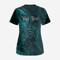 Personalised Polynesia Zodiac Sagittarius Scrub Top Galaxy Polynesian Pattern Chest Tattoo Style LT14 - Polynesian Pride