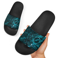 Personalised Polynesia Zodiac Sagittarius Slide Sandals Galaxy Polynesian Pattern Chest Tattoo Style LT14 - Polynesian Pride