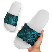 Personalised Polynesia Zodiac Sagittarius Slide Sandals Galaxy Polynesian Pattern Chest Tattoo Style LT14 - Polynesian Pride