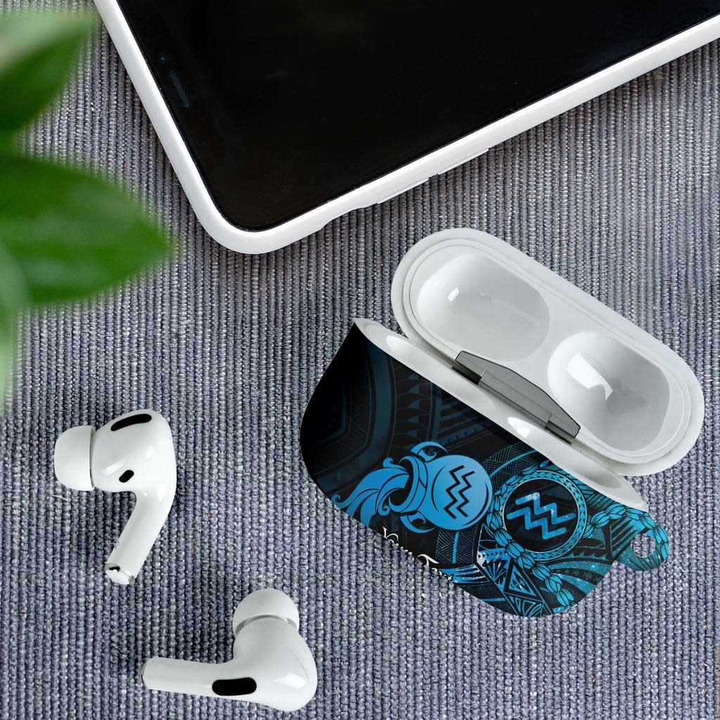 Personalised Polynesia Zodiac Aquarius AirPods Case Galaxy Polynesian Pattern Chest Tattoo Style LT14 - Polynesian Pride