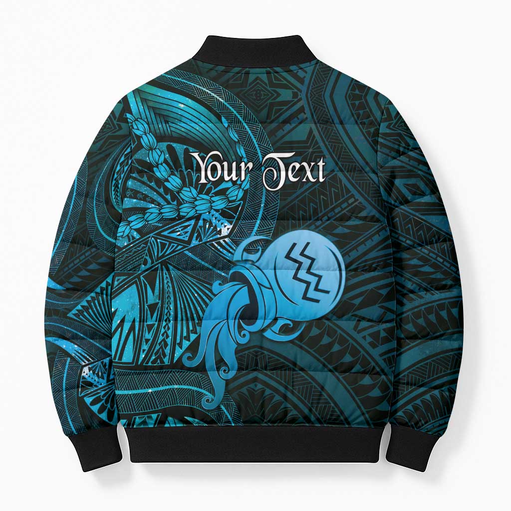 Personalised Polynesia Zodiac Aquarius Bomber Puffer Jacket Galaxy Polynesian Pattern Chest Tattoo Style LT14 - Polynesian Pride