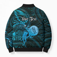 Personalised Polynesia Zodiac Aquarius Bomber Puffer Jacket Galaxy Polynesian Pattern Chest Tattoo Style LT14 - Polynesian Pride
