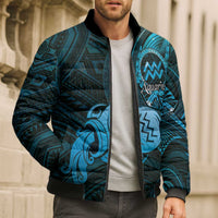 Personalised Polynesia Zodiac Aquarius Bomber Puffer Jacket Galaxy Polynesian Pattern Chest Tattoo Style LT14 - Polynesian Pride