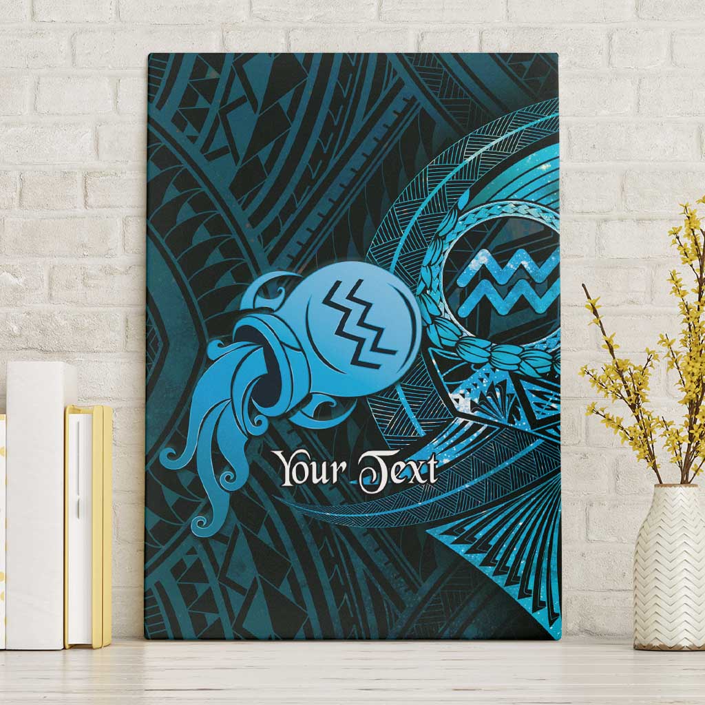 Personalised Polynesia Zodiac Aquarius Canvas Wall Art Galaxy Polynesian Pattern Chest Tattoo Style LT14 Without Frame Blue - Polynesian Pride