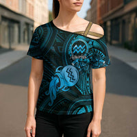 Personalised Polynesia Zodiac Aquarius Cross Shoulder Shirt Galaxy Polynesian Pattern Chest Tattoo Style LT14 - Polynesian Pride