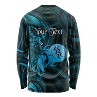 Personalised Polynesia Zodiac Aquarius Long Sleeve Shirt Galaxy Polynesian Pattern Chest Tattoo Style LT14 - Polynesian Pride