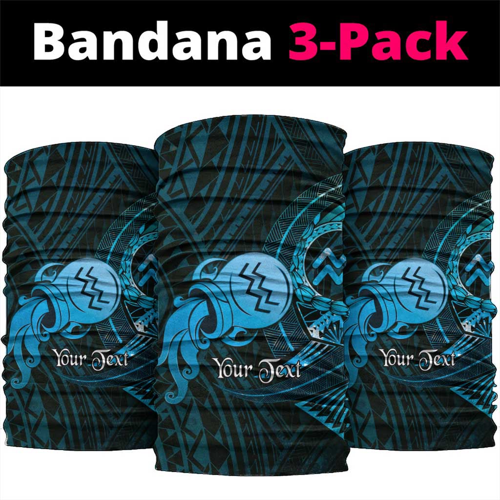 Personalised Polynesia Zodiac Aquarius Neck Gaiter Galaxy Polynesian Pattern Chest Tattoo Style LT14 package One Size: 25*50cm Blue - Polynesian Pride