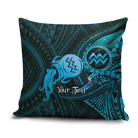 Personalised Polynesia Zodiac Aquarius Pillow Cover Galaxy Polynesian Pattern Chest Tattoo Style LT14 Blue - Polynesian Pride