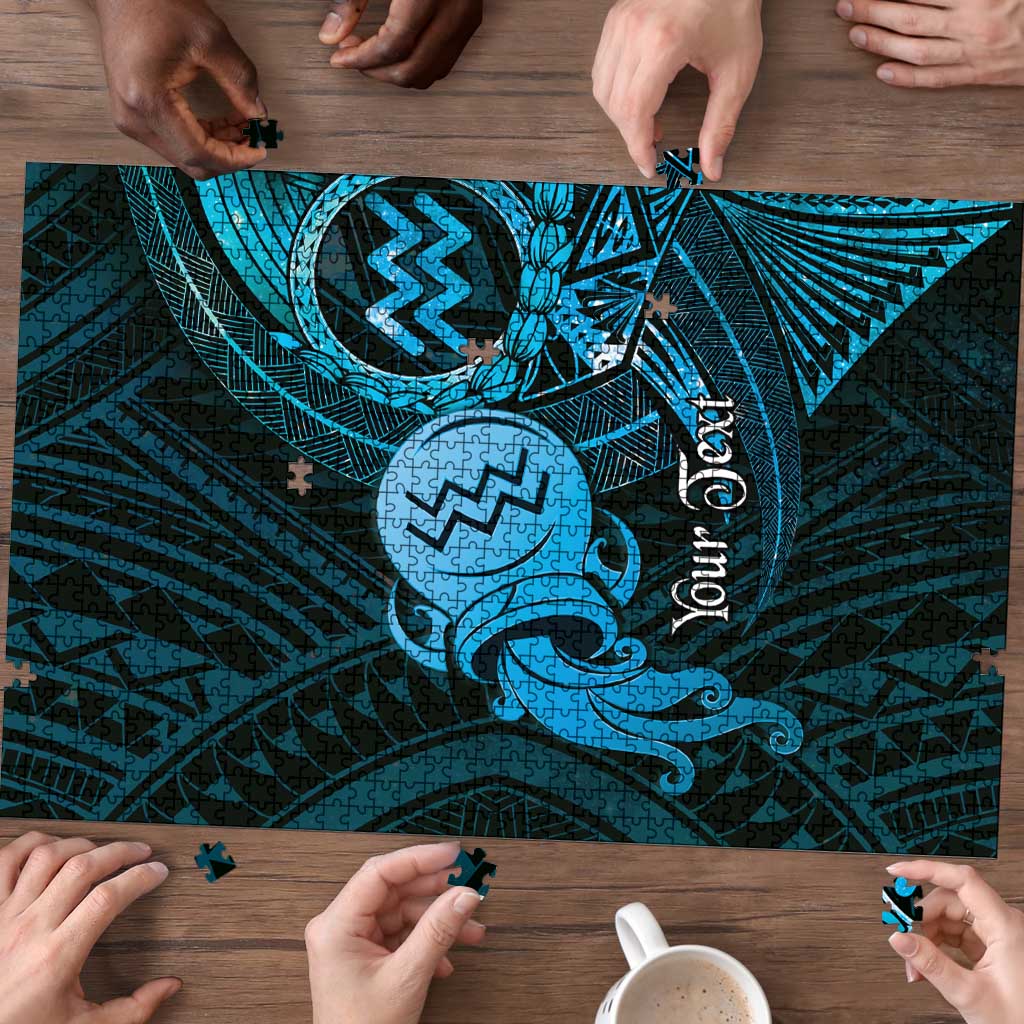 Personalised Polynesia Zodiac Aquarius Puzzle Galaxy Polynesian Pattern Chest Tattoo Style LT14 - Polynesian Pride