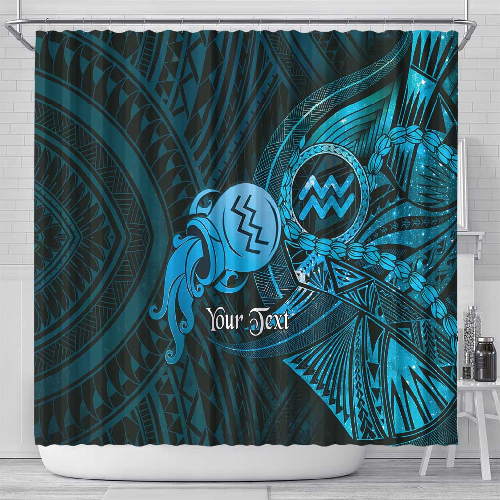 Personalised Polynesia Zodiac Aquarius Shower Curtain Galaxy Polynesian Pattern Chest Tattoo Style LT14 - Polynesian Pride