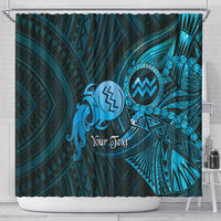 Personalised Polynesia Zodiac Aquarius Shower Curtain Galaxy Polynesian Pattern Chest Tattoo Style LT14 - Polynesian Pride