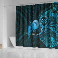Personalised Polynesia Zodiac Aquarius Shower Curtain Galaxy Polynesian Pattern Chest Tattoo Style LT14 - Polynesian Pride