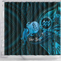 Personalised Polynesia Zodiac Aquarius Shower Curtain Galaxy Polynesian Pattern Chest Tattoo Style LT14 - Polynesian Pride