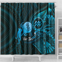 Personalised Polynesia Zodiac Aquarius Shower Curtain Galaxy Polynesian Pattern Chest Tattoo Style LT14 - Polynesian Pride