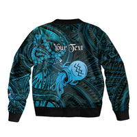 Personalised Polynesia Zodiac Aquarius Sleeve Zip Bomber Jacket Galaxy Polynesian Pattern Chest Tattoo Style LT14 - Polynesian Pride