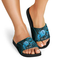 Personalised Polynesia Zodiac Aquarius Slide Sandals Galaxy Polynesian Pattern Chest Tattoo Style LT14 - Polynesian Pride