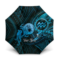 Personalised Polynesia Zodiac Aquarius Umbrella Galaxy Polynesian Pattern Chest Tattoo Style LT14 One Size Folded 11.42 inch Opened Diameter 37.4 inch Blue - Polynesian Pride