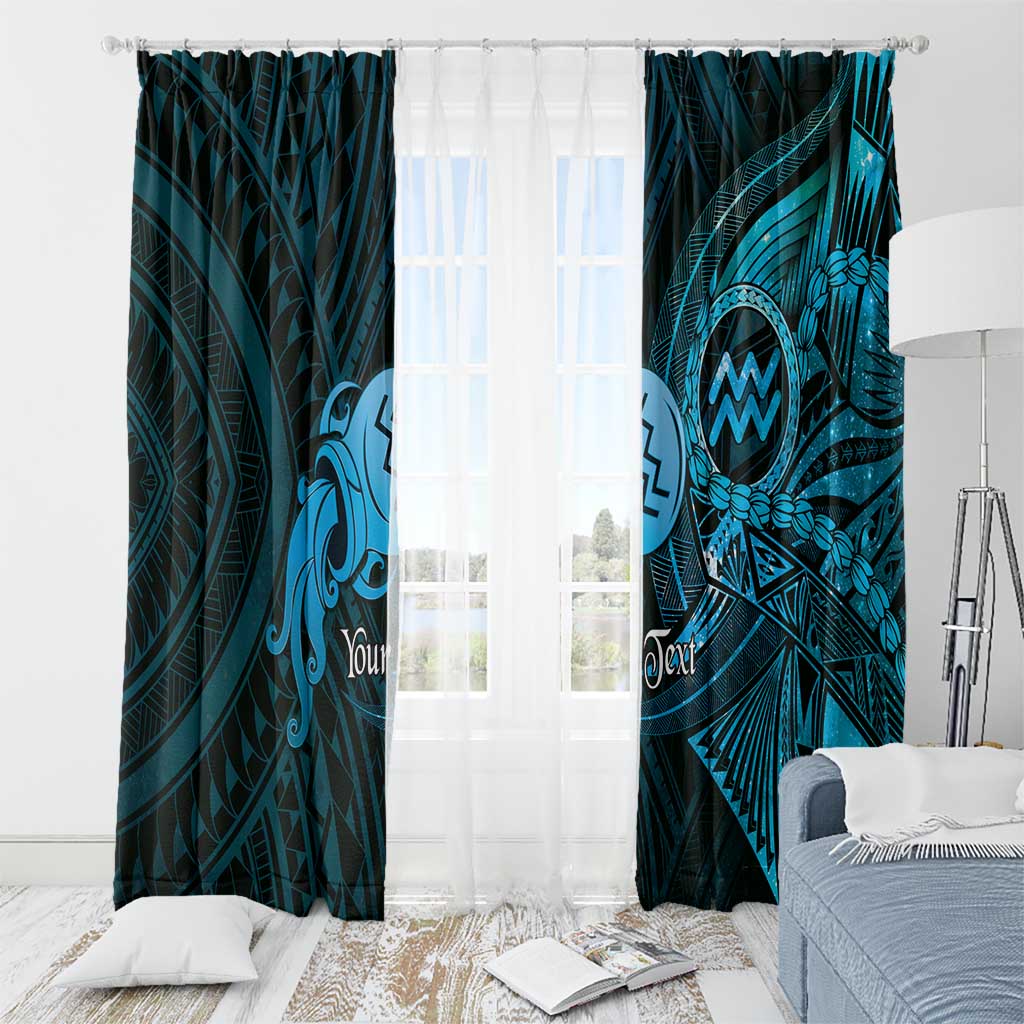 Personalised Polynesia Zodiac Aquarius Window Curtain Galaxy Polynesian Pattern Chest Tattoo Style LT14 - Polynesian Pride