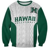 Hawaii Volleyball Sweatshirt Hawaiian Kakau White Style LT14 Unisex White - Polynesian Pride