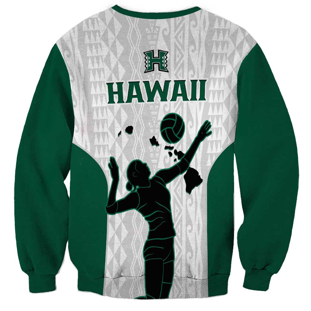 Hawaii Volleyball Sweatshirt Hawaiian Kakau White Style LT14 - Polynesian Pride
