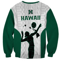 Hawaii Volleyball Sweatshirt Hawaiian Kakau White Style LT14 - Polynesian Pride