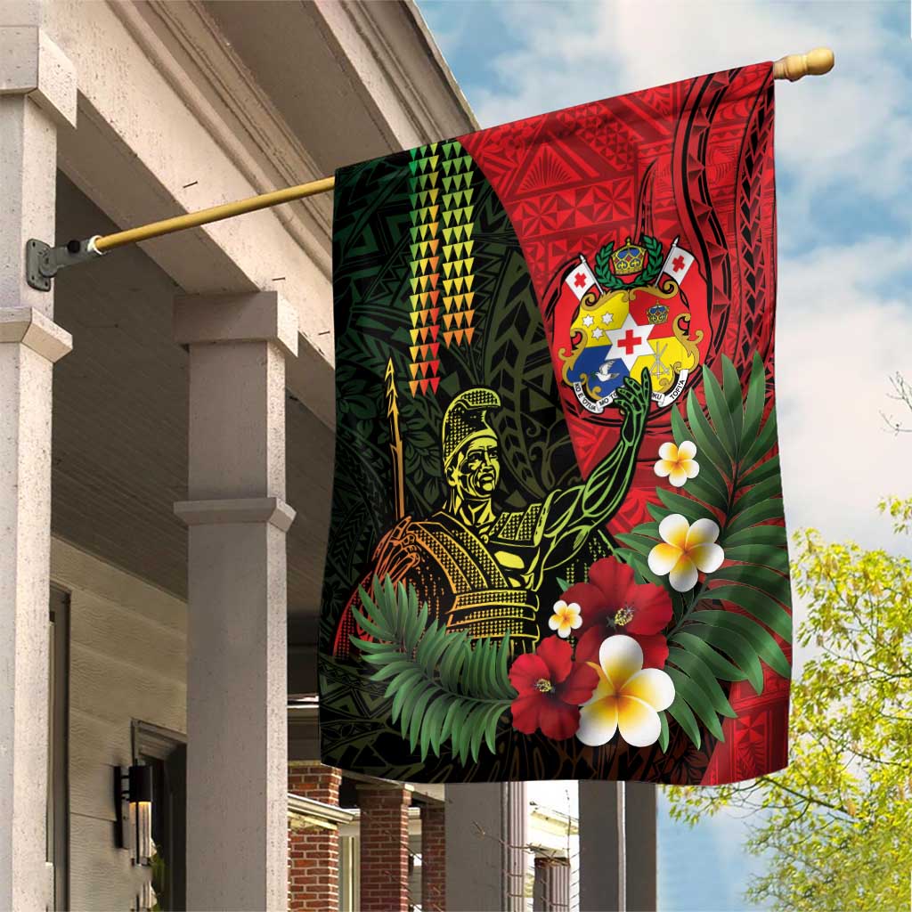 Hawaii And Tonga Garden Flag King Kamehameha Tribal Ngatu Pattern LT14 House Flag Red - Polynesian Pride