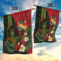 Hawaii And Tonga Garden Flag King Kamehameha Tribal Ngatu Pattern LT14 - Polynesian Pride
