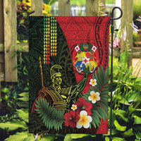 Hawaii And Tonga Garden Flag King Kamehameha Tribal Ngatu Pattern LT14 Garden Flag Red - Polynesian Pride