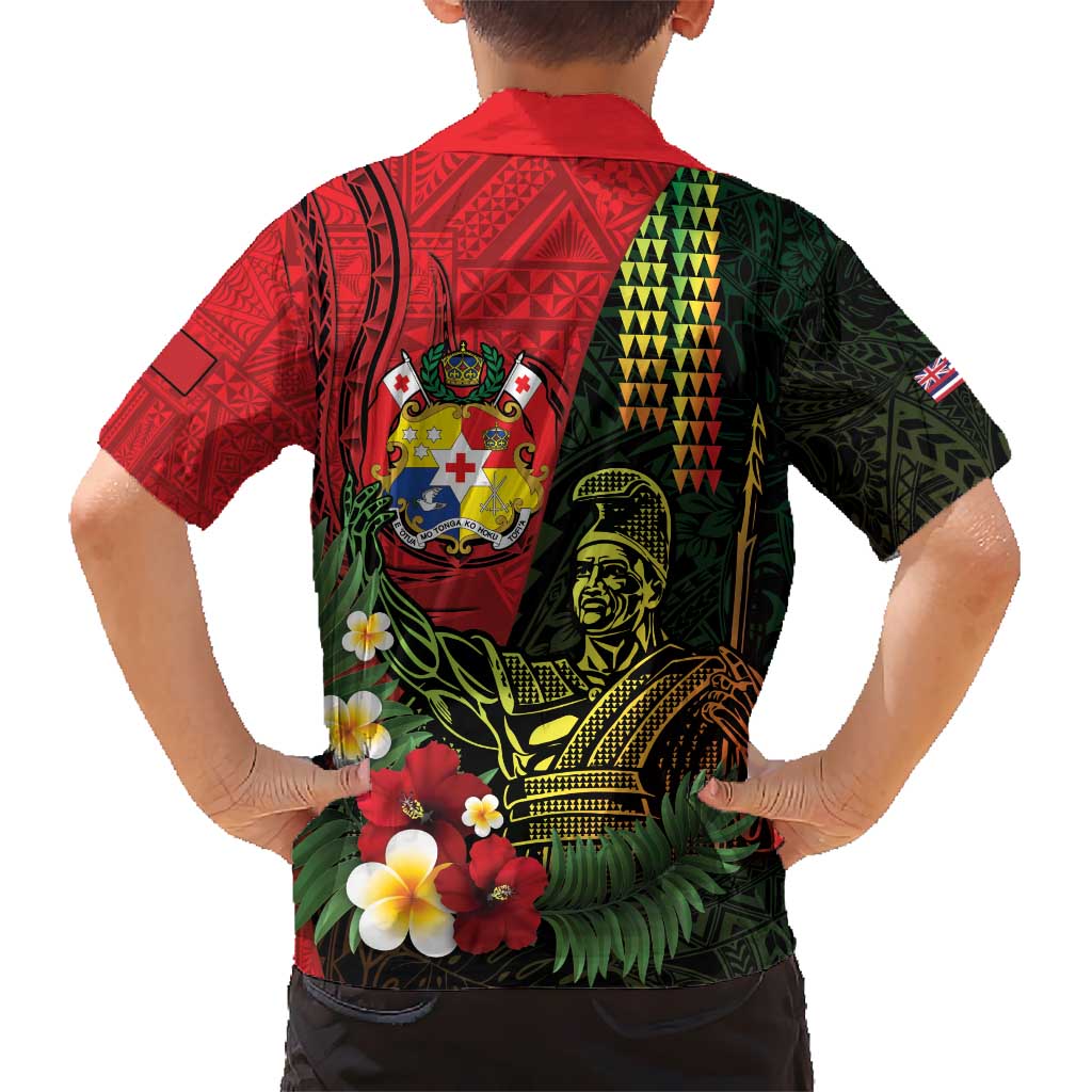 Hawaii And Tonga Hawaiian Shirt King Kamehameha Tribal Ngatu Pattern LT14 - Polynesian Pride