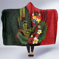 Hawaii And Tonga Hooded Blanket King Kamehameha Tribal Ngatu Pattern LT14 One Size Red - Polynesian Pride