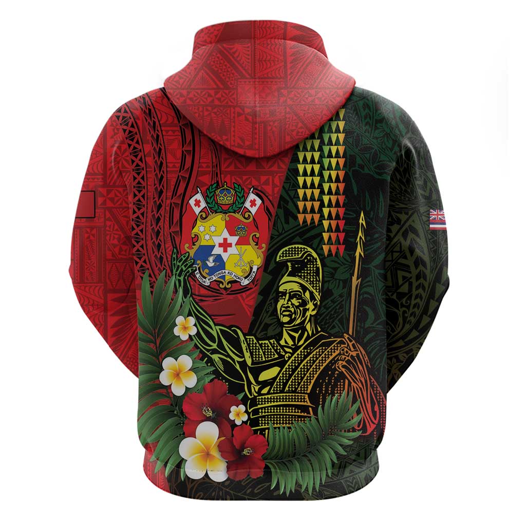 Hawaii And Tonga Hoodie King Kamehameha Tribal Ngatu Pattern LT14 - Polynesian Pride