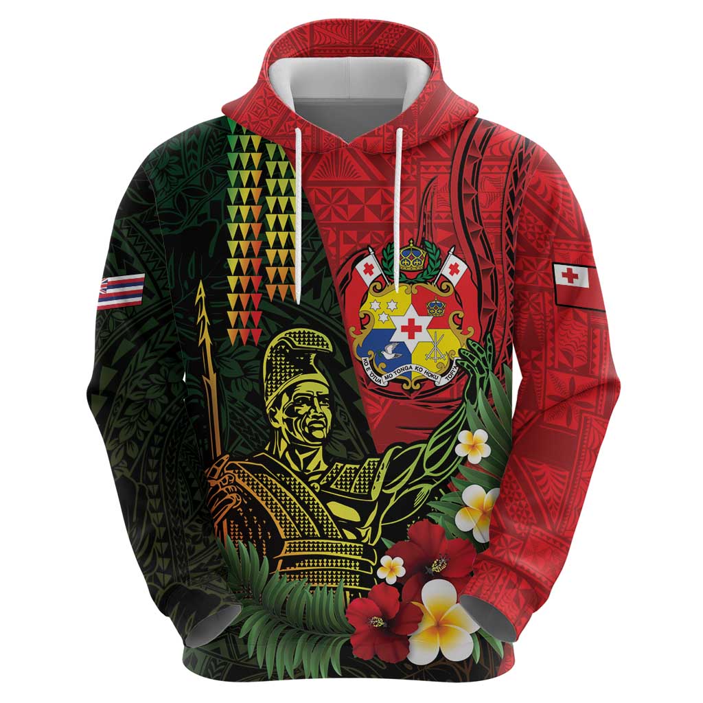 Hawaii And Tonga Hoodie King Kamehameha Tribal Ngatu Pattern LT14 - Polynesian Pride