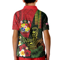 Hawaii And Tonga Kid Polo Shirt King Kamehameha Tribal Ngatu Pattern LT14 - Polynesian Pride
