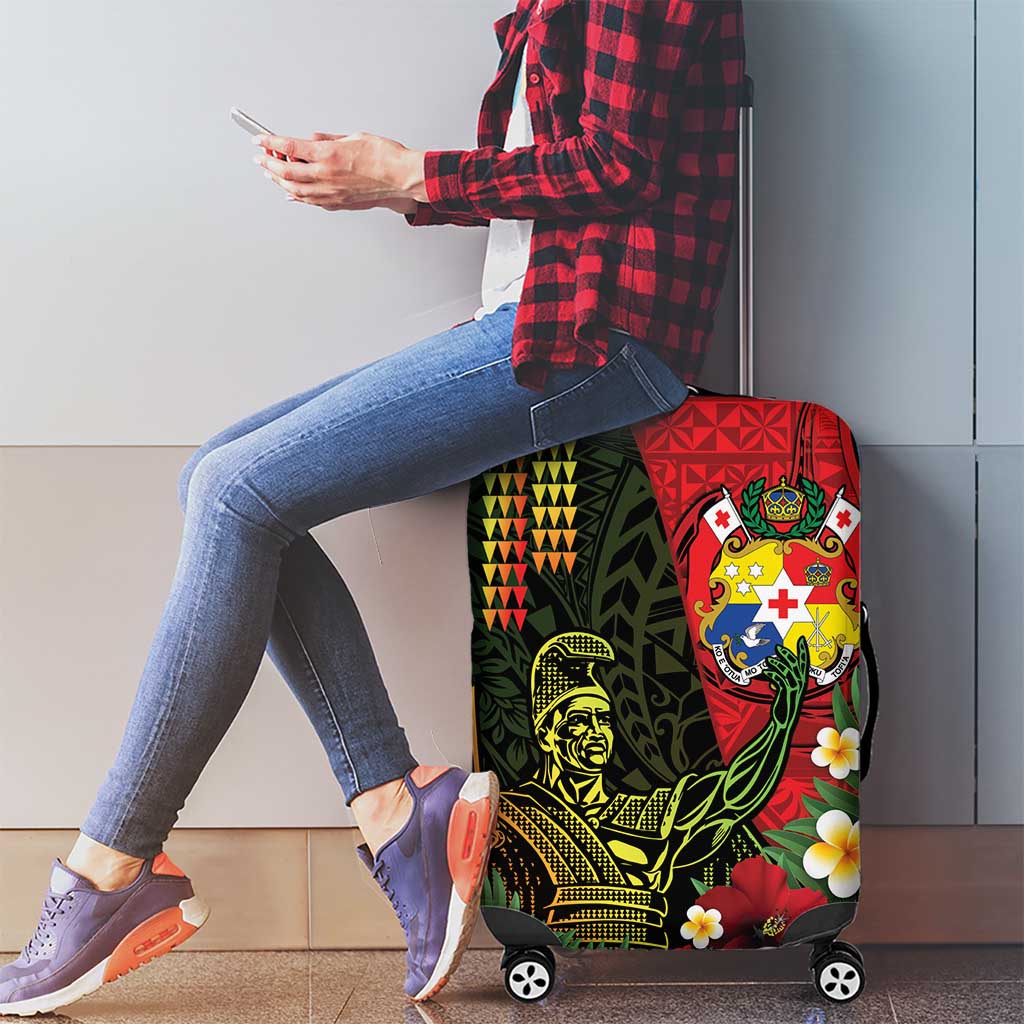 Hawaii And Tonga Luggage Cover King Kamehameha Tribal Ngatu Pattern LT14 - Polynesian Pride