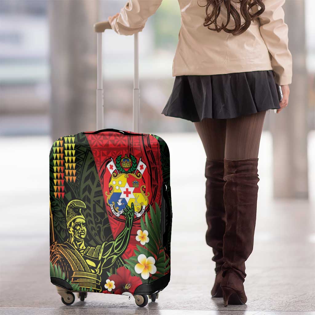 Hawaii And Tonga Luggage Cover King Kamehameha Tribal Ngatu Pattern LT14 - Polynesian Pride