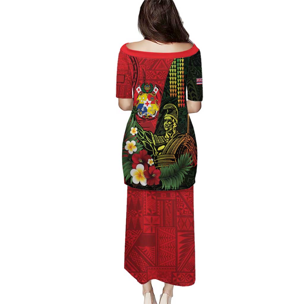 Hawaii And Tonga Puletasi King Kamehameha Tribal Ngatu Pattern LT14 - Polynesian Pride