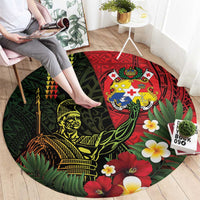 Hawaii And Tonga Round Carpet King Kamehameha Tribal Ngatu Pattern LT14 - Polynesian Pride