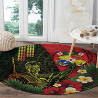 Hawaii And Tonga Round Carpet King Kamehameha Tribal Ngatu Pattern LT14 - Polynesian Pride